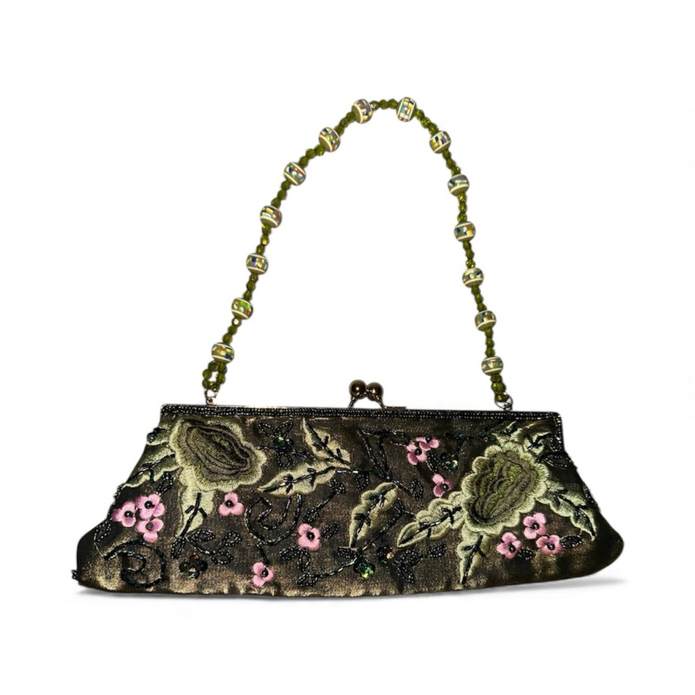 Apt. 9 Green and Pink Embroidered Shoulder Bag